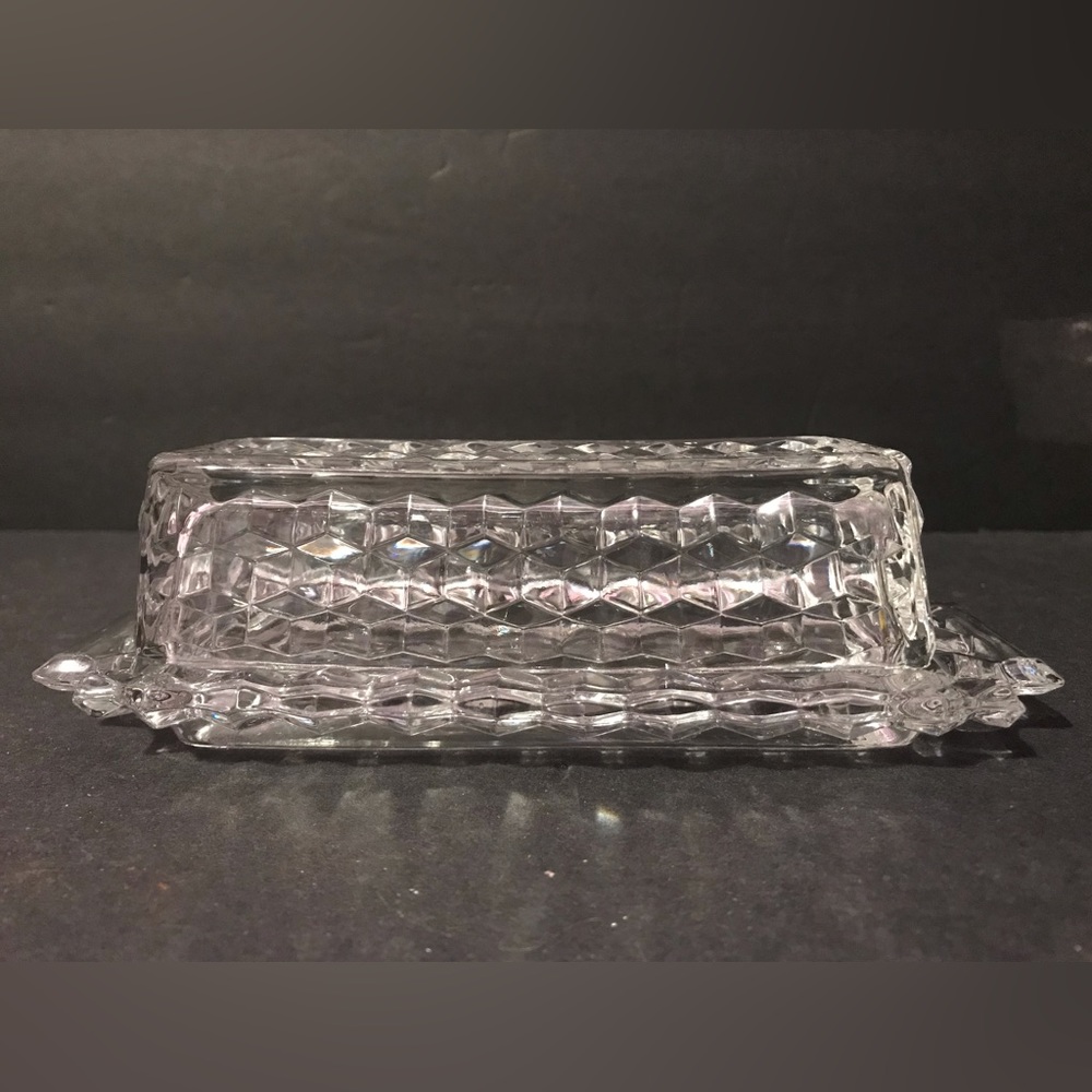 Fostoria American  Pattern Clear Covered Butter Dish Cubist Pattern